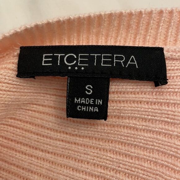Etcetera Pink Knit Sweater Womens Small Cashmere Cotton Fly Back - Picture 2 of 10